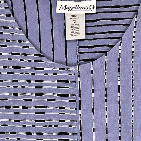 Magellan's Comfy Travel Tunic 3/4 Sleeves - Lavender-Blue/Black - M - Picture 4 of 8